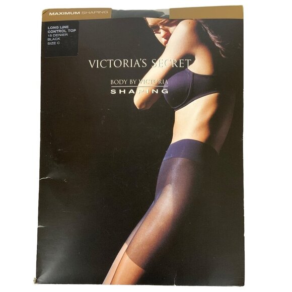 Victoria's Secret Shaping Hosiery Long Line Control Top Size C Large Black - Picture 1 of 3